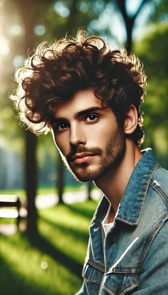 Curly Hair Wolf Cut Men