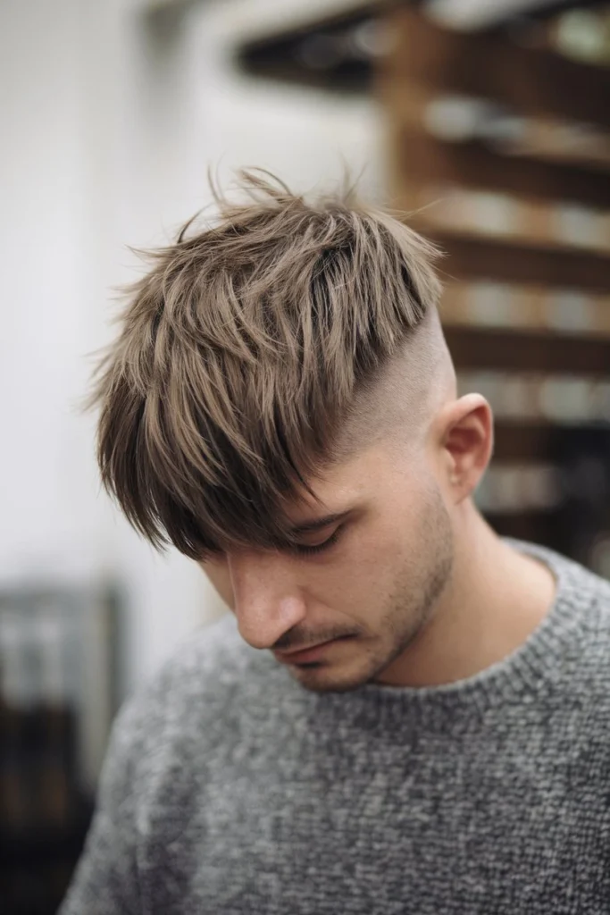 Wolf Cut Men Choppy Fringe Accent