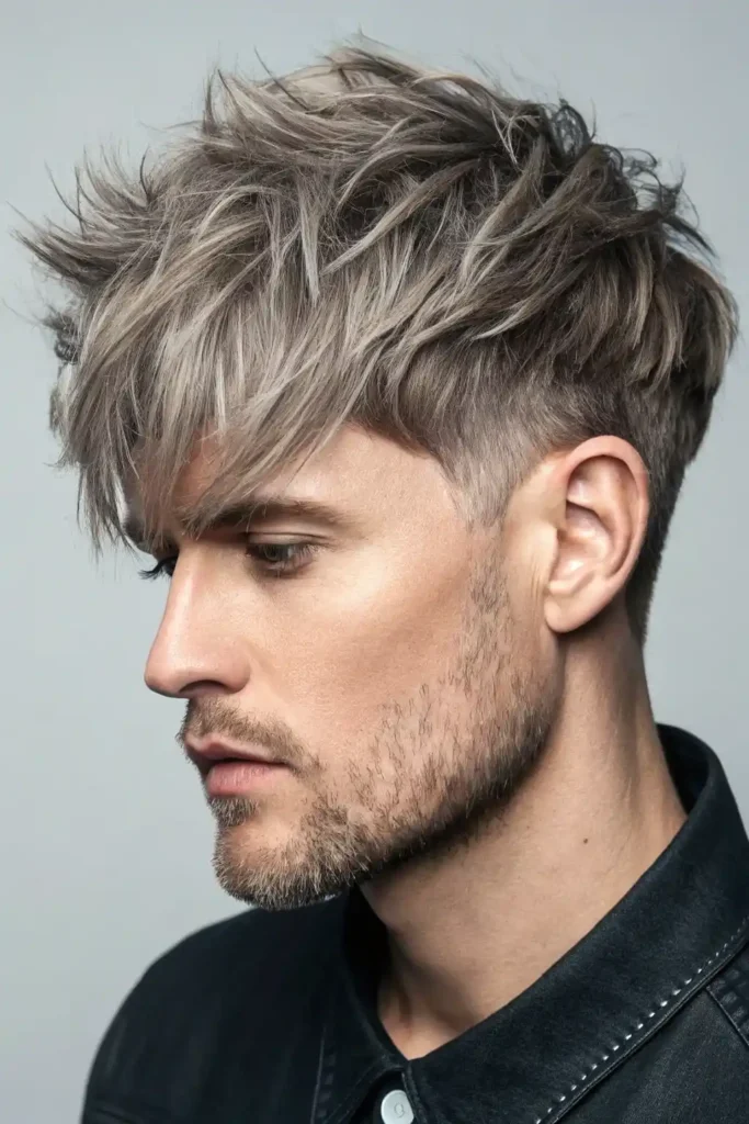 mens wolf cut Wispy Bangs